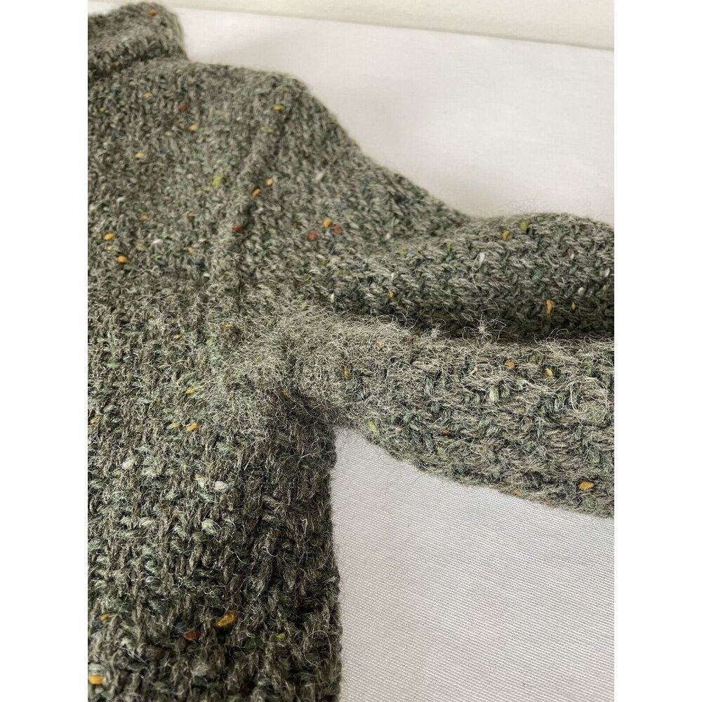 Branigan Weavers Sz S 100% Wool Full Zip Cardigan Ireland Green Pockets - Picture 10 of 11